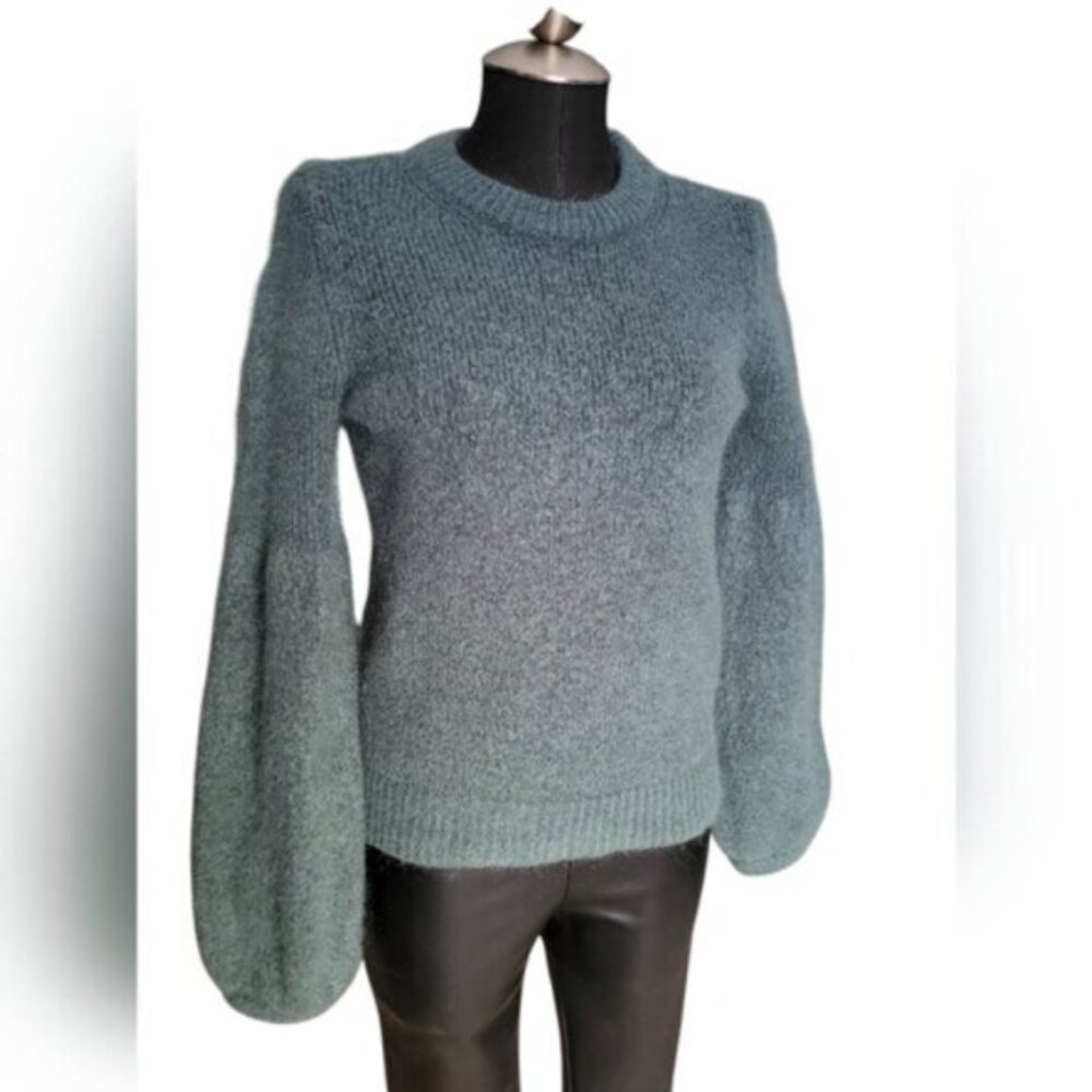 Mohair Wool Blend Puff Sleeve Sweater H&M Women's sz Small - Picture 2 of 10